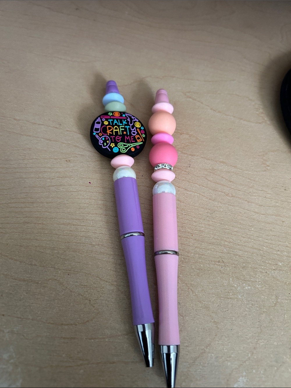 Cute Pink & Purple Craft Pens - Playful Beaded Design